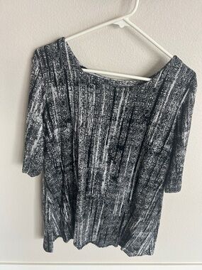 Tianello Black & White Textured Print Top